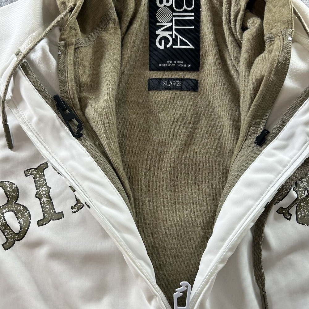 Vintage Billabong Jacket Mens XL Full Zip Hoodie White Green Y2K Layered Skater - Picture 4 of 7